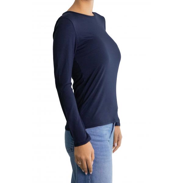 Maglia girocollo tinta unita in viscosa